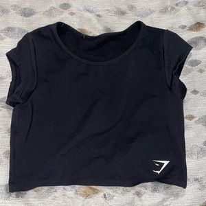 Black Gym Shark Crop Top